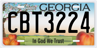 GA license plate CBT3224
