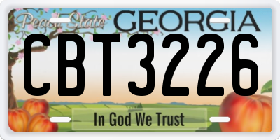 GA license plate CBT3226