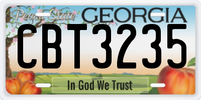 GA license plate CBT3235