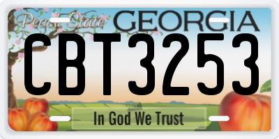 GA license plate CBT3253