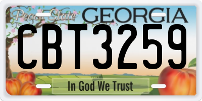 GA license plate CBT3259