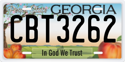 GA license plate CBT3262