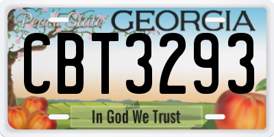 GA license plate CBT3293