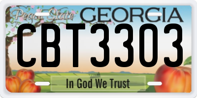 GA license plate CBT3303