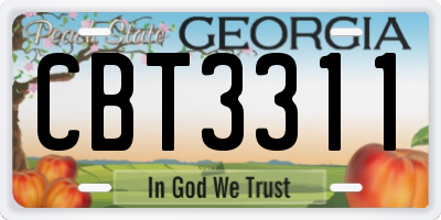 GA license plate CBT3311