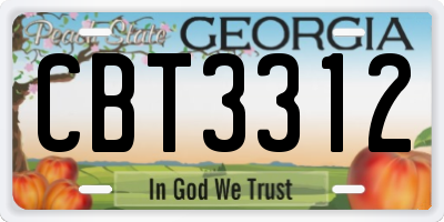 GA license plate CBT3312
