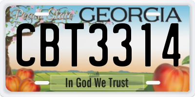 GA license plate CBT3314