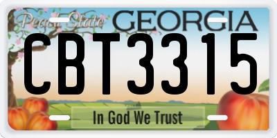 GA license plate CBT3315