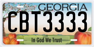GA license plate CBT3333