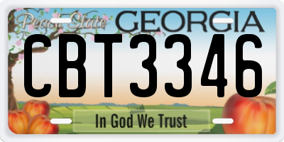 GA license plate CBT3346