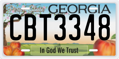GA license plate CBT3348