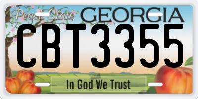 GA license plate CBT3355