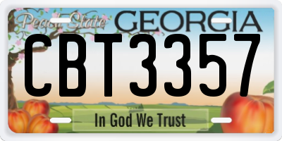 GA license plate CBT3357