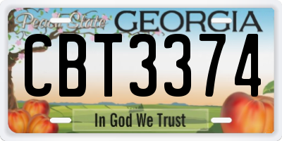 GA license plate CBT3374