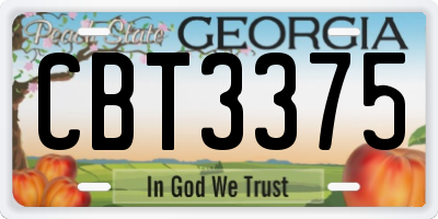 GA license plate CBT3375