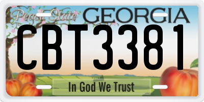 GA license plate CBT3381