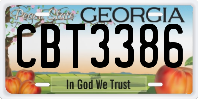GA license plate CBT3386