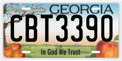 GA license plate CBT3390