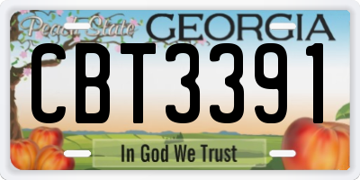 GA license plate CBT3391