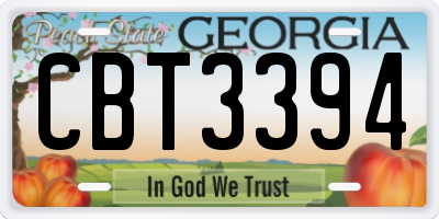 GA license plate CBT3394