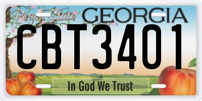 GA license plate CBT3401