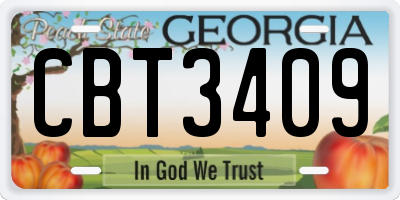GA license plate CBT3409