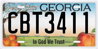 GA license plate CBT3411
