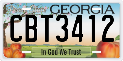 GA license plate CBT3412