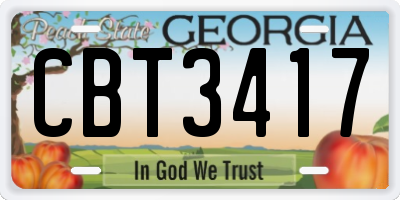 GA license plate CBT3417