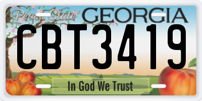GA license plate CBT3419