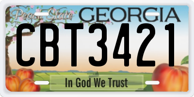 GA license plate CBT3421