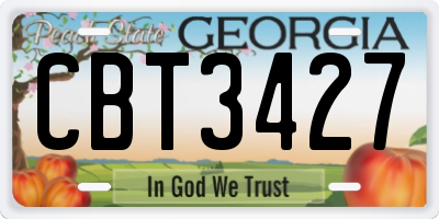 GA license plate CBT3427