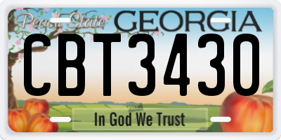 GA license plate CBT3430
