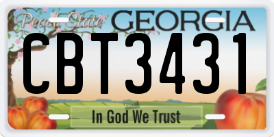 GA license plate CBT3431
