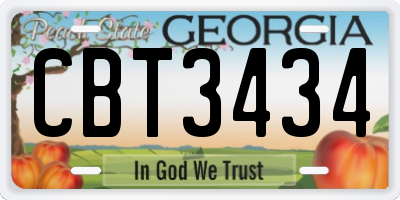 GA license plate CBT3434