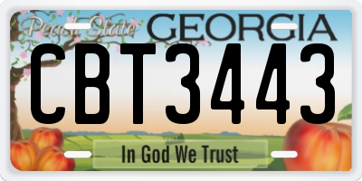 GA license plate CBT3443