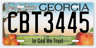 GA license plate CBT3445