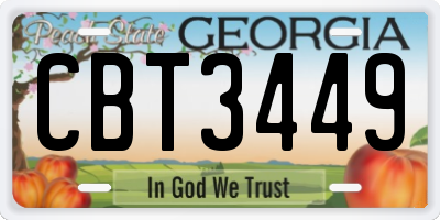 GA license plate CBT3449
