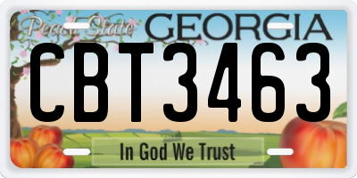 GA license plate CBT3463