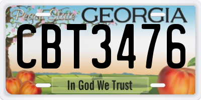 GA license plate CBT3476