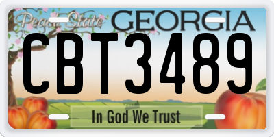 GA license plate CBT3489