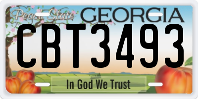 GA license plate CBT3493