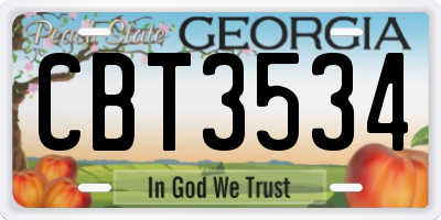 GA license plate CBT3534