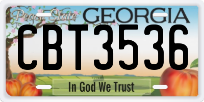 GA license plate CBT3536