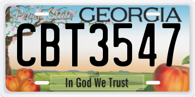 GA license plate CBT3547