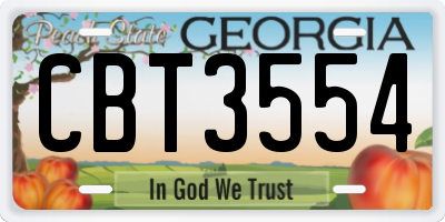 GA license plate CBT3554