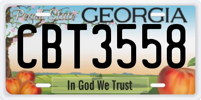 GA license plate CBT3558