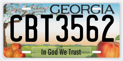 GA license plate CBT3562