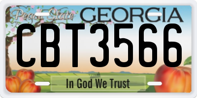 GA license plate CBT3566