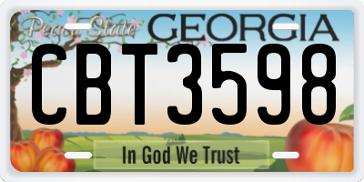 GA license plate CBT3598